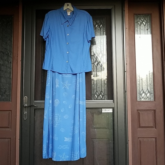 Coldwater Creek Dresses & Skirts - Coldwater Creek blue print tank dress w/jacket
